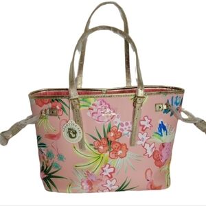 Spartina 449 Retreat Jetsetter Tote Flamingo Peach Floral NWT